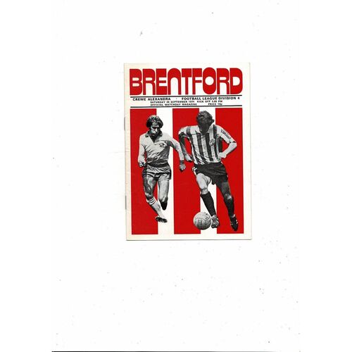1974/75 Brentford v Crewe Alexandra Football Programme