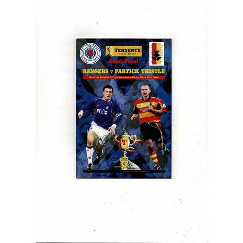 2002 Rangers v Partick Thistle Scottish Cup Semi Final Football Programme