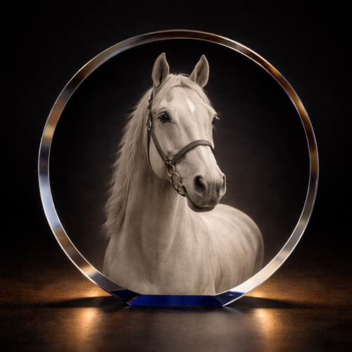 Super Ocean Blue Circle 3D Crystal Photo Gift