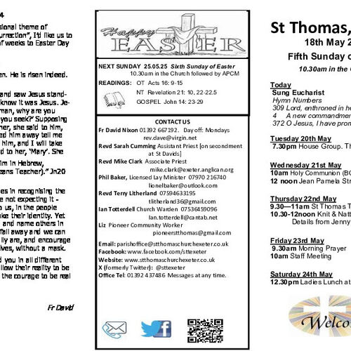 Pew Sheet | The Parish of St Thomas, Exeter