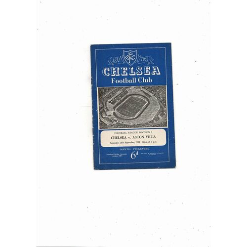 1952/53 Chelsea v Aston Villa Football Programme