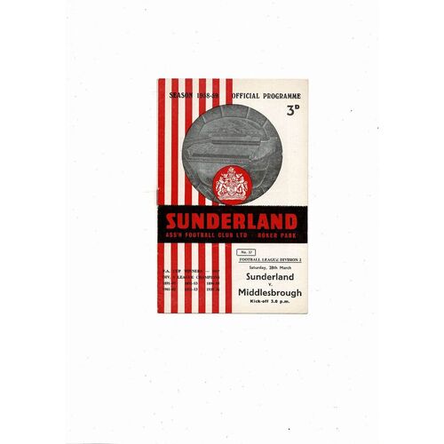 1958/59 Sunderland v Middlesbrough Football Programme