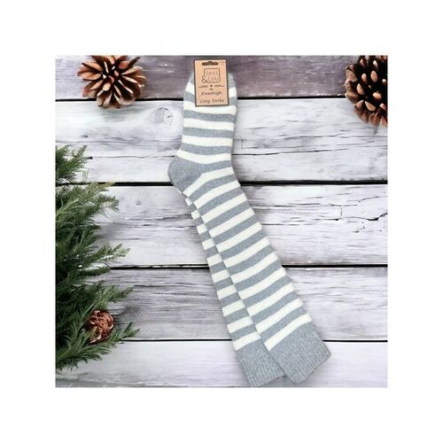 Jess & Lou Knee High/Welly Grey & Cream Striped