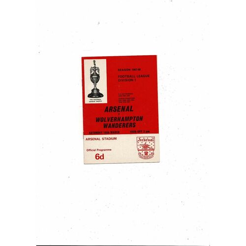 1967/68 Arsenal v Wolves Football Programme
