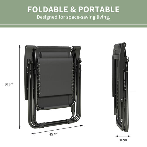 mcc direct Zero Gravity Reclining Chair Set of 2 – Folding Outdoor & Garden Chairs with Textilene Fabric, Cup Holder and Headrest Pillow – TEXTILENE