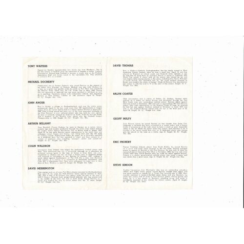 Doncaster Rovers v Burnley Friendly Football Programme 1970/71