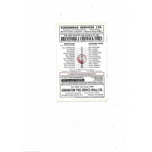 1973/74 Brentford v Scunthorpe United Football Programme