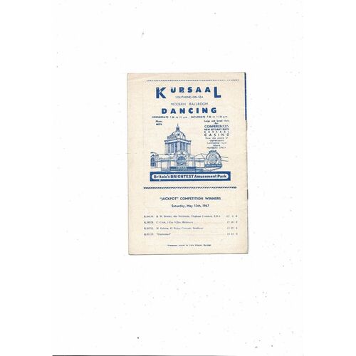 1966/67 Southend United v Chelmsford Essex Professional Cup Final Programme