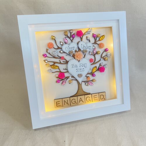 Personalised Engagement Frame with Names & Date – Tree Keepsake Gift