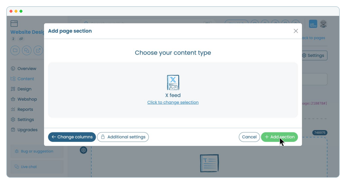 How to add an X Feed to a website page | Webfactory Support | Webfactory