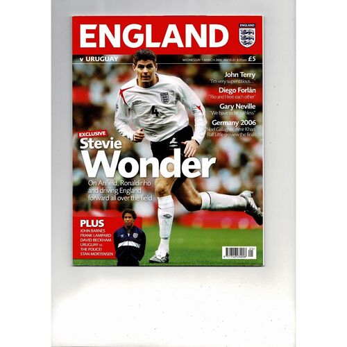 2006 England v Uruguay Football Programme @ Liverpool