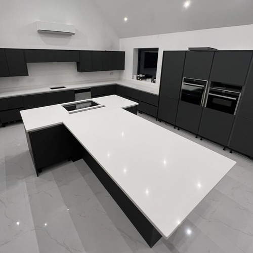 Pure white kitchen worktop