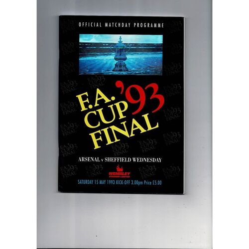1993 Arsenal v Sheffield Wednesday FA Cup Final Football Programme