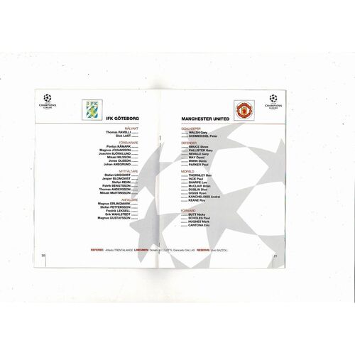 Gothenburg v Manchester United Champions League Football Programme 1994/1995