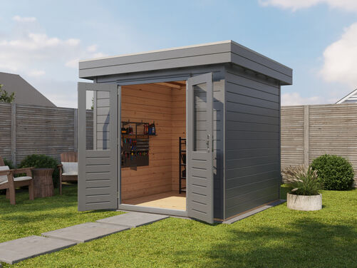 2.4mtr x 2.4mtr 28mm walled Flat Roof Cabin