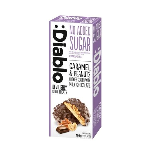 Diablo Diabetic No Added Sugar Caramel & Peanut Milk Chocolate Cookies 100g