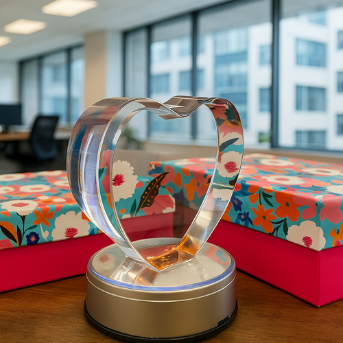 The Super Large 3D Tiree Colour heart Crystal