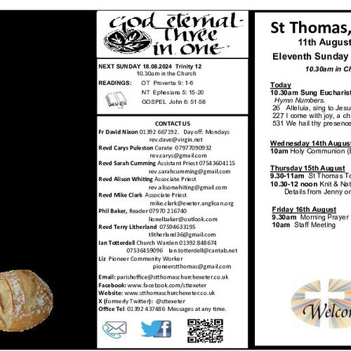Pew Sheet | The Parish of St Thomas, Exeter