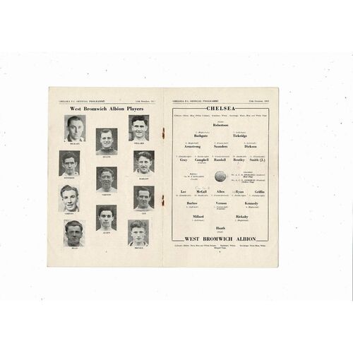 1951/52 Chelsea v West Bromwich Albion Football Programme