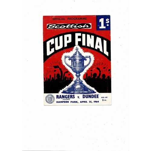 1964 Rangers v Dundee Scottish Cup Final Football Programme