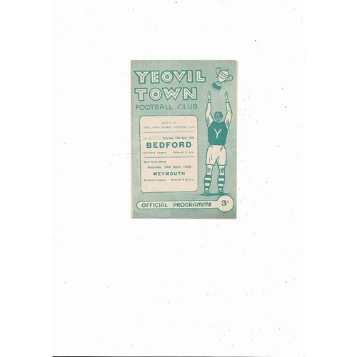 1957/58 Yeovil Town v Bedford Southern League Football Programme