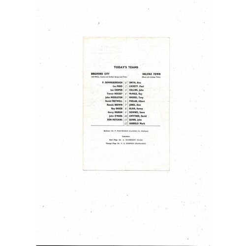 1974/75 Bradford City v Halifax Town West Riding Cup Semi Final Programme