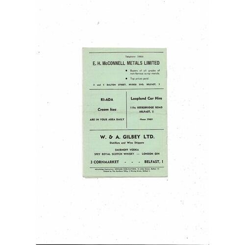 1966/67 Glentoran v Portadown Irish League Football Programme