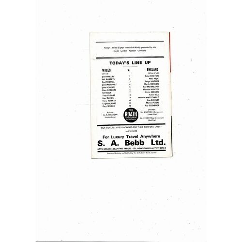 1974 Wales v England British Championship Football Programme @ Cardiff City