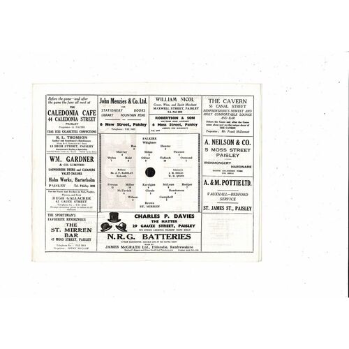 1961/62 St Mirren v Falkirk Football Programme