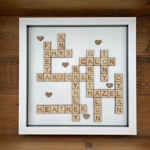 XL LED Customised Scrabble Family Name Box Frame