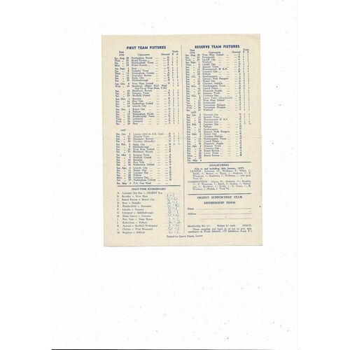 1956/57 Leyton Orient v Stoke City Football Programme