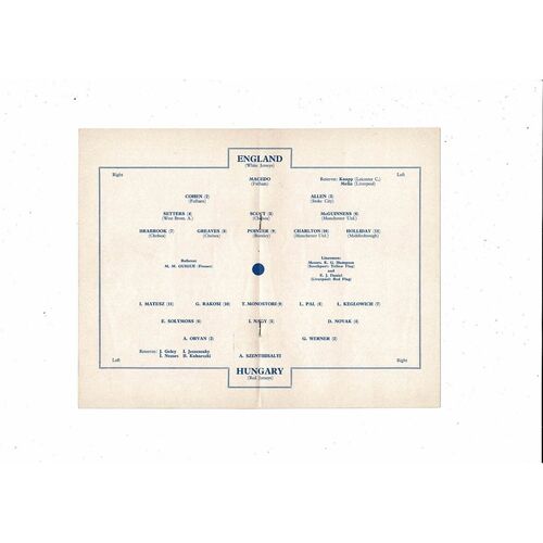 1959 England v Hungary U23 International Football Programme @ Everton