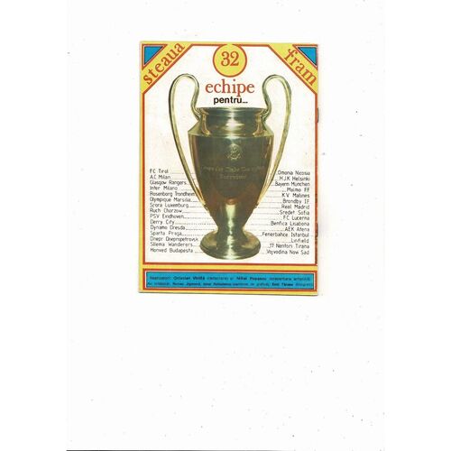 Steaua Bucharest v FRAM Reykjavik European Cup Football Programme 1989/90