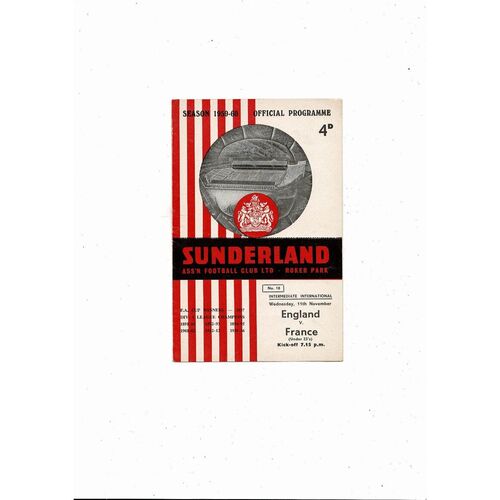 1959 England v France Intermediate International Programme @ Sunderland