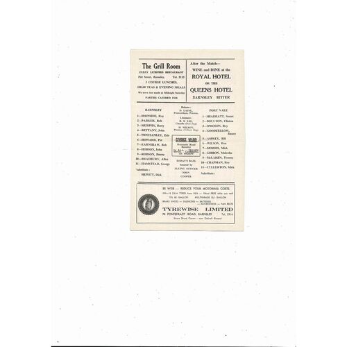 1967/68 Barnsley v Port Vale Football Programme