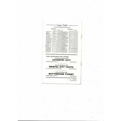 1970 Watford v Chelsea FA Cup Semi Final Football Programme @ Tottenham