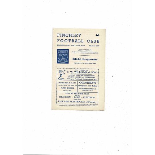Athenian Premier Div v Combined Div 1 & 2 Friendly Football Programme 1963/64