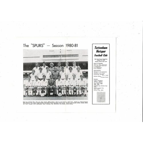 Dundee United v Tottenham Hotspur Friendly Football Progrmme 1980/81