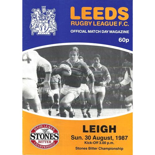 1987/88 Leeds v Leigh (30/08/1987) Rugby League Programme