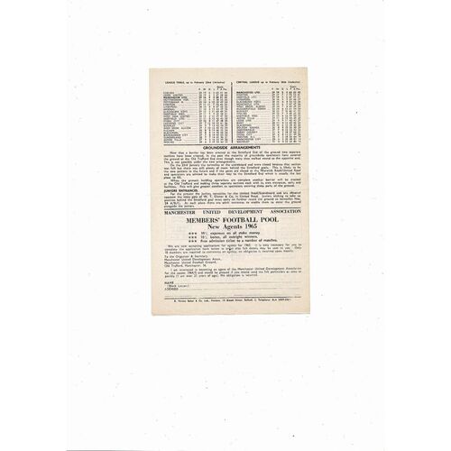 Manchester United v Chesterfield Central League Football Programme 1964/65