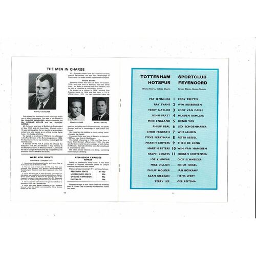 1974 Tottenham Hotspur v Feyenoord UEFA Cup Final Football Programme