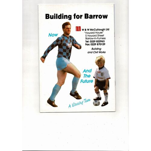1990 Barrow v Leek Town FA Trophy Final Football Programme