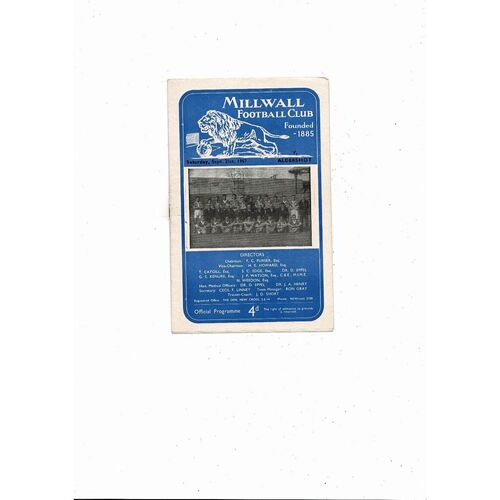 1957/58 Millwall v Aldershot Football Programme