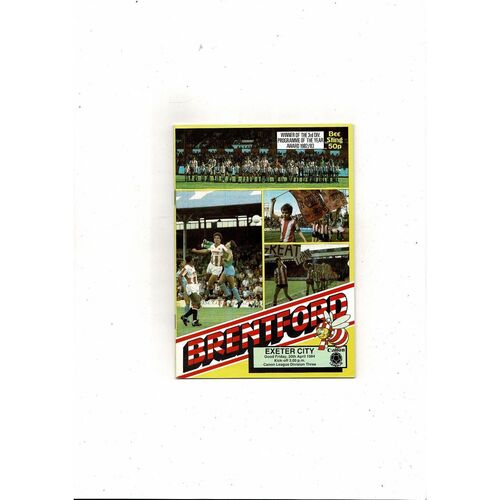 1983/84 Brentford v Exeter City Football Programme