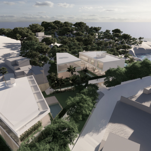 Modern villa with pool, large terraces, garden, and underground parking