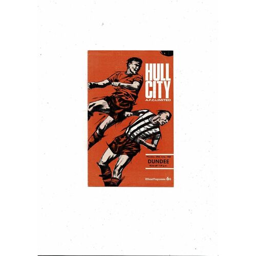 Hull City v Dundee Friendly Football Programme 1967/68