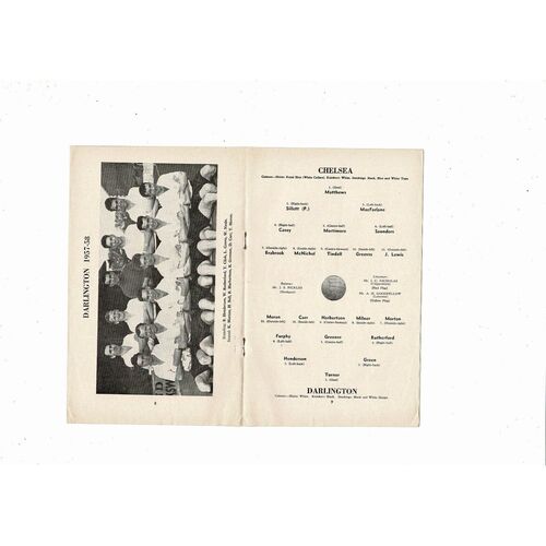 1957/58 Chelsea v Darlington FA Cup Football Programme