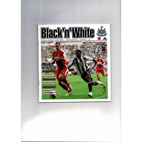 Newcastle United v AZ Alkmaar UEFA Cup Football Programme 2006/07