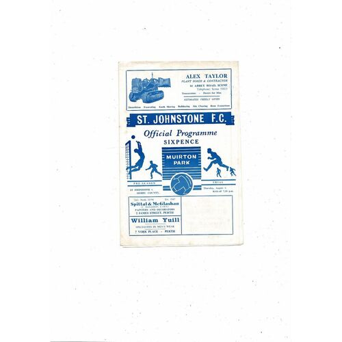 St Johnstone v Derby County Friendly Football Programme 1968/69