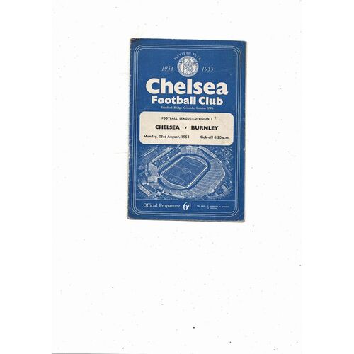 1954/55 Chelsea v Burnley Championship Season Football Programme